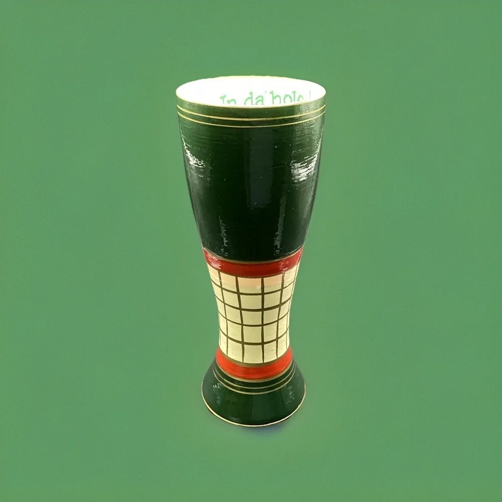 Hand Painted Inside & Out Golfer's Beer Glass-9.25